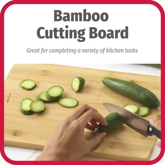 10" x 14" Bamboo Cutting Board, Durable Edge-Grain Wood, Moisture-Resistant, Knife-Friendly, Wooden Chopping Board for Kitchen, Low-Maintenance, Natural Bamboo {3}