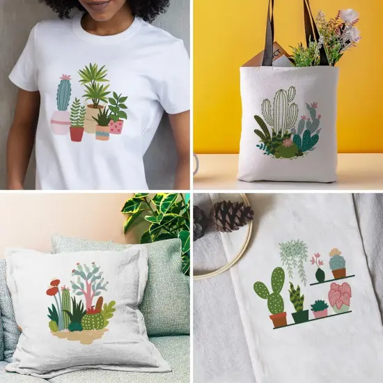 4pcs Cactus Embroidery Kit Embroidery Starter Kits Cactus Cross Stitch Kits {4}