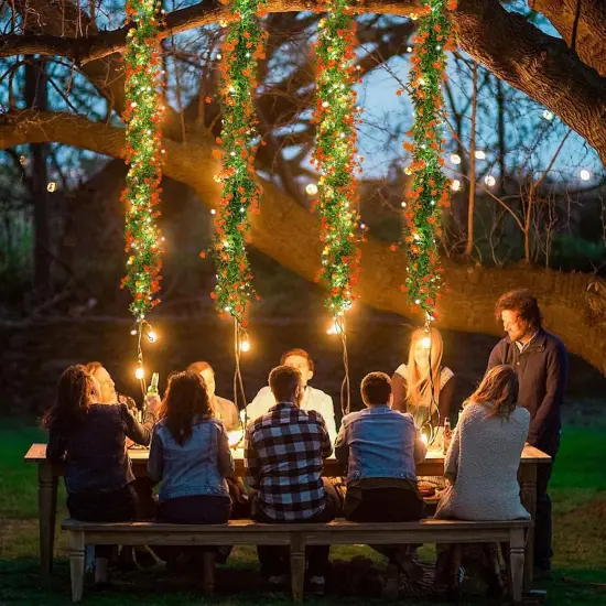 Faux Spring Eucalyptus Garland Artificial Hanging Vines Wedding Greenery Garland with Lights Faux Plants Indoor Flower Vine for Wall Fireplace Table Porch Door Decoration {3}