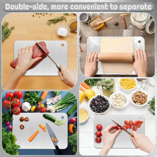 Titanium Cutting Boards, Stainless Steel Food Grade Cutting Boards, Titanium Cutting Boards for Kitchen, Stainless Non Stick Chopping Boards for Meat, Fruit, Vegetables, Dishwasher Safe (12 x 8 in) {3}