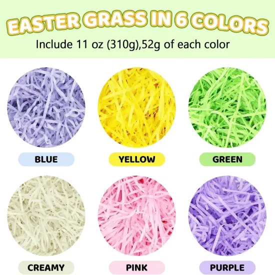 11OZ (310g) Easter Grass Recyclable Paper Shred Pastel Multicolor for Gift Wrapping {2}