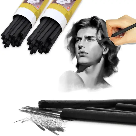 50 Pcs Charcoal Pencils,Vine Charcoal,Black Artist Vine Charcoal Willow Charcoal Sticks The Art of Drawing and Painting for Artists, Beginners, and Students(4-5mm,5-7mm) {1}