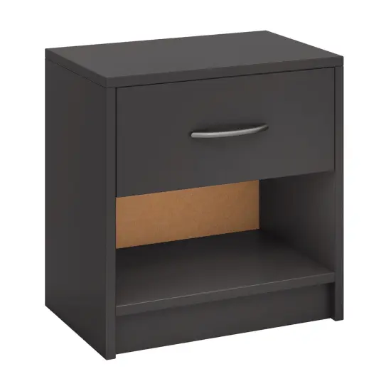 Nightstand with Drawer, Open Shelf, Modern Design and Sturdy Structure Gray {1}