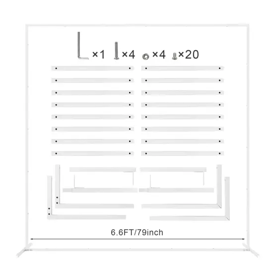 6.6FT Metal Square Backdrop Stand &ndash; Heavy Duty Balloon Arch Kit for Weddings, Parties, Photo Booth Decor (Indoor/Outdoor, Reusable, Detachable) White {4}