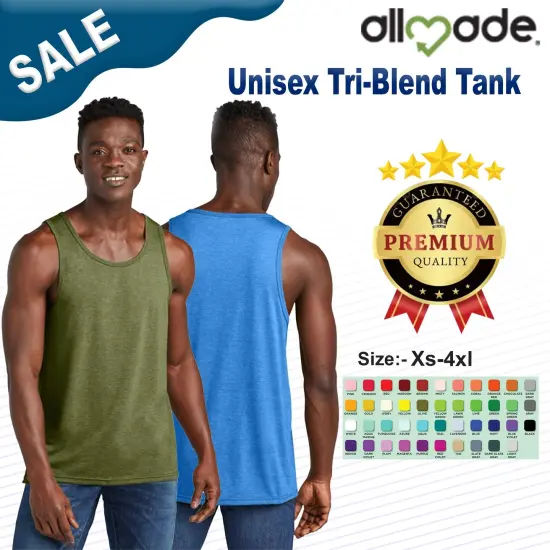 Allmade&reg; Unisex Tri-Blend Sleeveless Tank Top Olive you green {2}