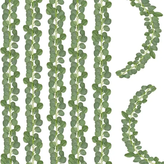 Garland,Artificial Eucalyptus Leaves Table Greenery Garland Wreath Vines for Wedding Party Table Fireplace Bedroom Wall Room Decor (6) {1}