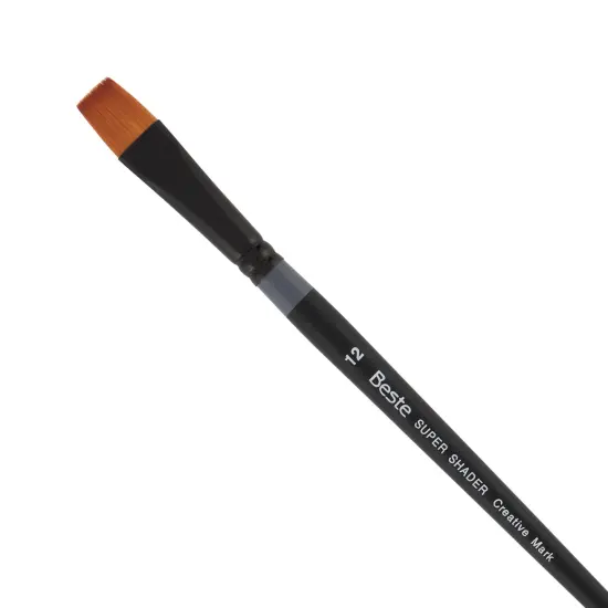 Creative Mark Beste Golden Taklon Super Shader #12Artist Brush, Professional Watercolor Brushes, For Acrylic Painting, Short Handle, Sharp Edges, Hand-Tied & Shaped {1}