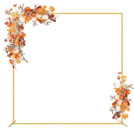6.6FT Metal Square Backdrop Stand &ndash; Heavy Duty Balloon Arch Kit for Weddings, Parties, Photo Booth Decor (Indoor/Outdoor, Reusable, Detachable) Gold {1}