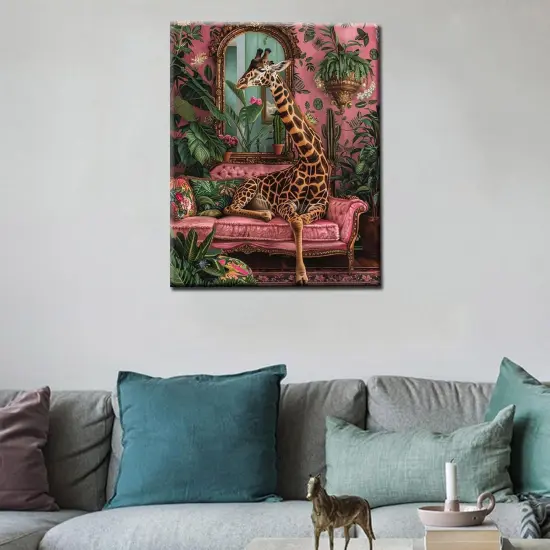 Cute Giraffe Paint by Numbers Botanical Paint by Numbers Kits Children,Cactus Tree Painting Art Craft on Canvas with Brushes Acrylic Pigment Drawings Gift Without Framed 16''W x 20''H {4}