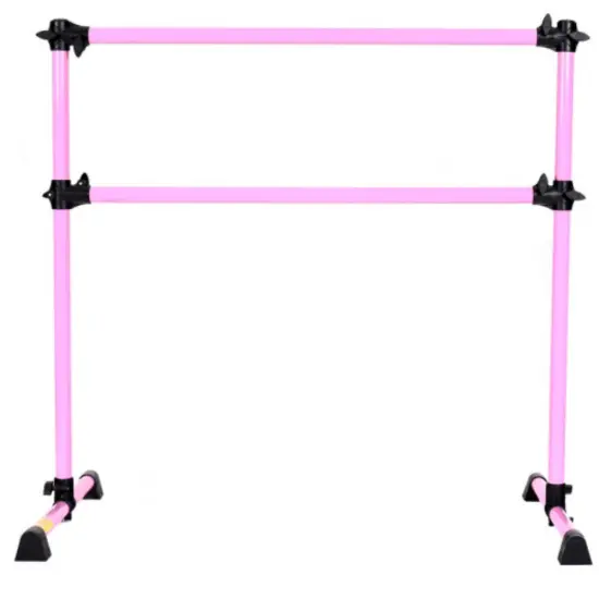 Adjustable Ballet Barre with Portable Design and Anti-Slip Feet Pink {2}
