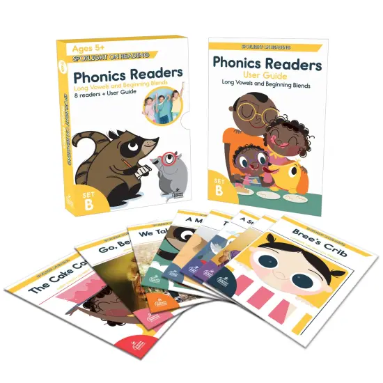 Carson Dellosa Spotlight on Reading Set B Early Readers Phonics Books, 8 Long Vowels & Beginning Blends Learn to Read Books for Kids 5-7 With User Guide, Kindergarten & 1st Grade Level 1 Reading Books {1}