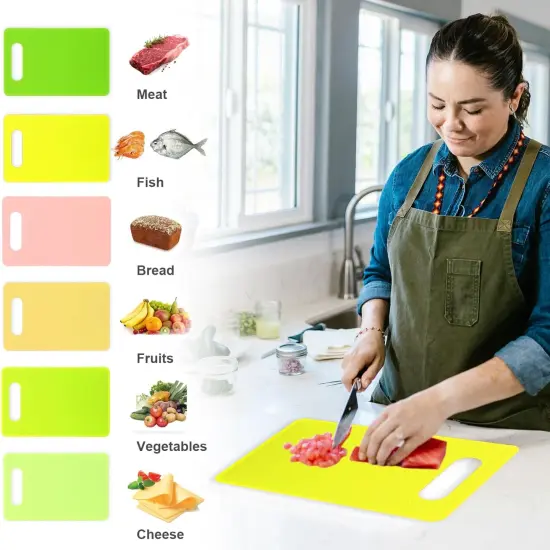 Kitchen Cutting Board Set of 6, Plastic Cutting Boards with Easy Grip Handle for Kitchen Cooking, Non Slip Cutting Mat Pad for Meat, Fruit, Vegetables, 12 Inch by 8 Inch {3}