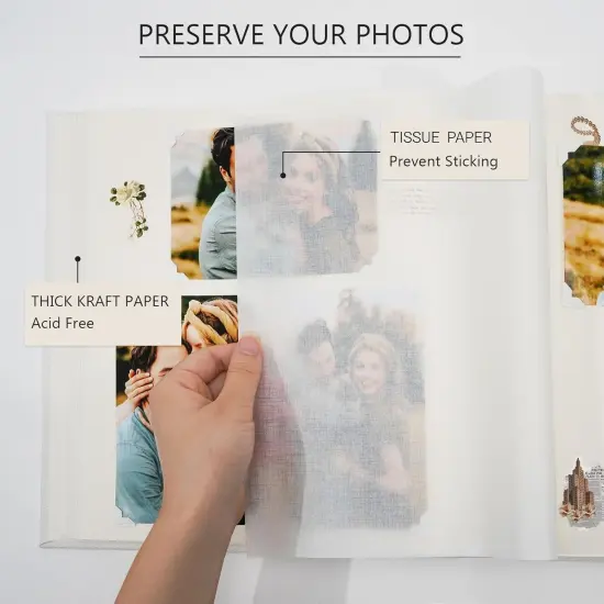 Premium Scrapbook Photo Album with Writing Space, DIY Scrapbook Album with 60 Pages, Large Photo Book for Baby Family Travel Vacation {2}