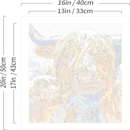 Paint by Numbers for Adults Canvas Highland Cow DIY Acrylic Adult Paint by Number Kits Colorful Mom Baby Cow Paintworks Animals Artwork Wthout Frame, 16x20 Inch {3}