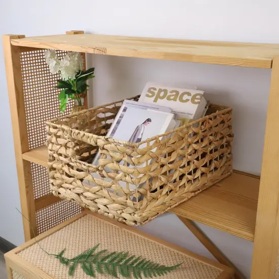 Rectangular Water Hyacinth Storage Basket, Wicker Baskets for Organizing,Hyacinth Baskets with Handle {5}