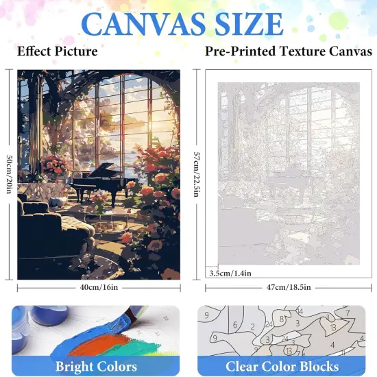 Paint by Numbers Kit for Adults Beginner, Flower Landscape Adult Paint by Number Kits, DIY Acrylic Paint by Numbers Kit for Adults Canvas for Home Decor Gift 16x20 Inch {3}