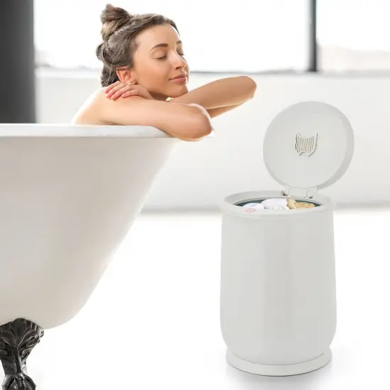 21 Liter Portable Spa Bathroom Bucket Towel Warmer with Fragrance Holder and Handle Gray {1}