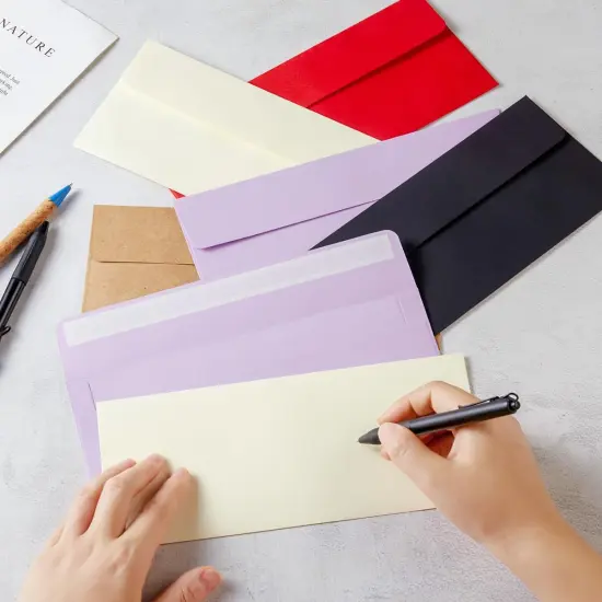 50 Pack #10 Business Envelopes Self Seal 4x9 Standard Envelopes for Business, Invoices, Letter Mailing, 4 1/8 x 9 1/2 Inches (Red, 4.13 x 9.49) {4}