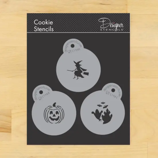1.5-Inch Small Halloween Candy Stencils: Witch, Jack-o-Lantern, Ghosts | C198 by Designer Stencils | {1}