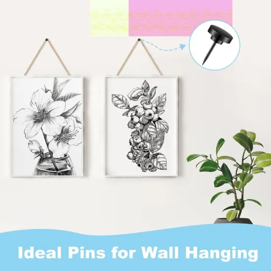 Push Pin 30 Pcs, Metal Thumb Tacks for Wall Hanging Pictures, Wall Pins for Board Posters Bulletin Maps, Black Decorative Push Pins for Home, Office {2}