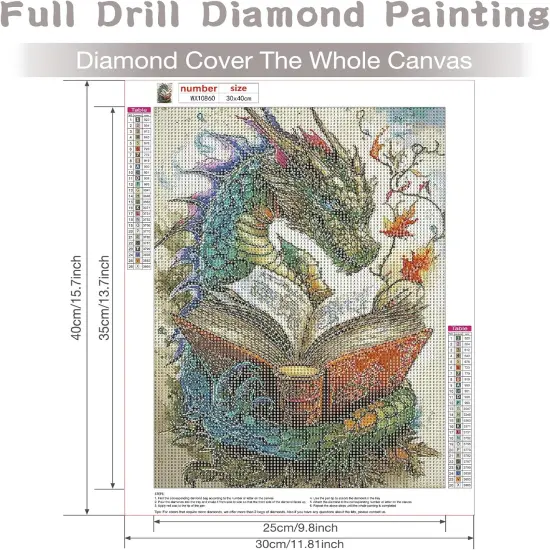 Dragon Diamond Painting Kits for Adults, 5D Animal Diamond Painting Book Diamond Art Kits for Beginners, Full Drill Diamond Art Diamond Gem Diamond Painting Kits for Home Wall Decor 12x16Inch {2}