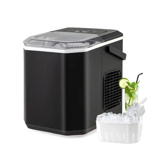 Portable Countertop Ice Maker with Self-Cleaning Function and One-Button Control Panel Black {3}