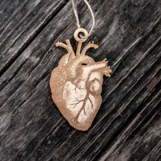 Ornament - Heart - Raw Wood 3x4in {4}