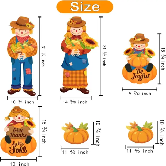 Fall Scarecrows Pumpkins Yard Stakes Signs Decoration {5}