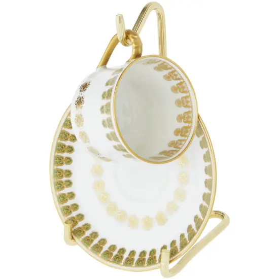 Bard's Demi-tasse Gold-toned Cup and Saucer Stand, 5.5" H x 2.75" W x 3.25" D (For 2-3 Fluid Ounce Espresso Cups) {3}