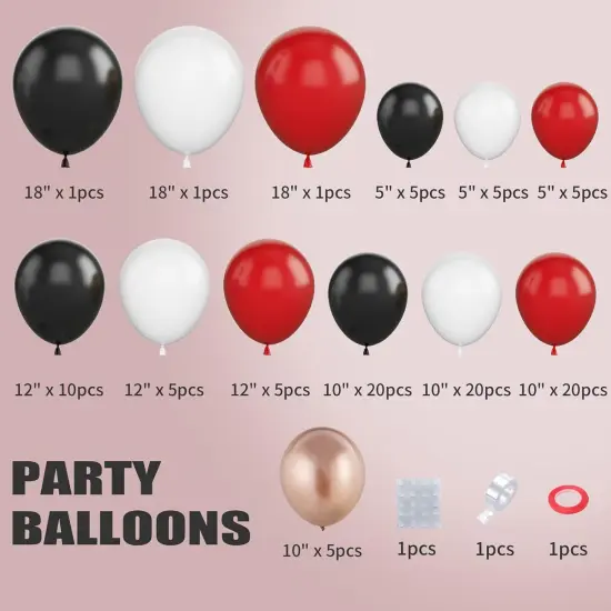 Red Black White Balloon Arch Kit Latex Balloon Silver {4}