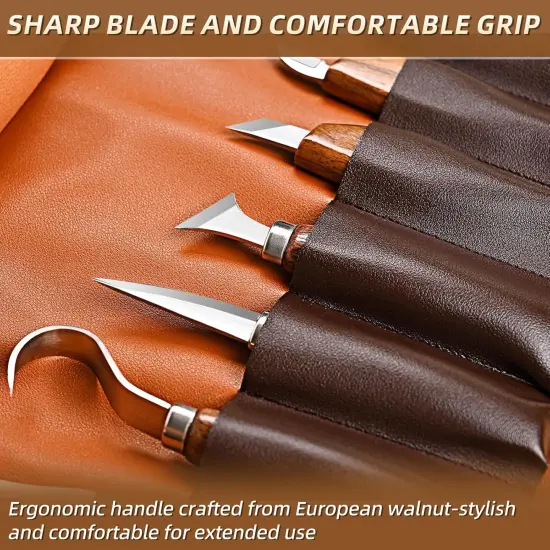 21Pcs Wood Carving Tools with Leather Storage Bag {3}