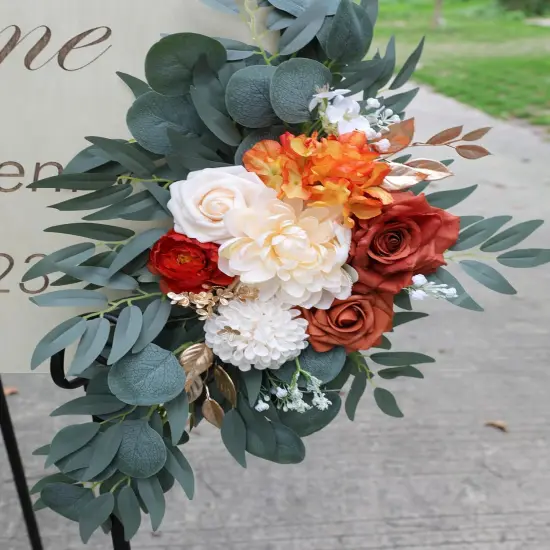 Pack of 2 Wedding Arch Flowers - Burnt Orange & Ivory {5}