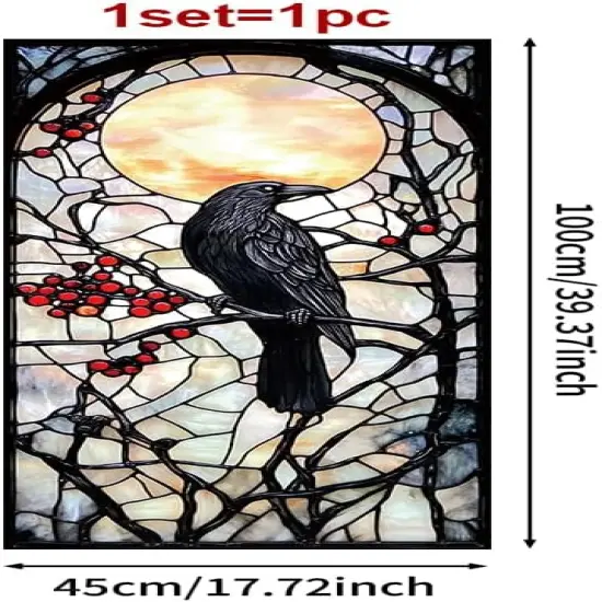Stained Glass - Style Raven Window Film Decals - 17.71x39.97 Inch {3}