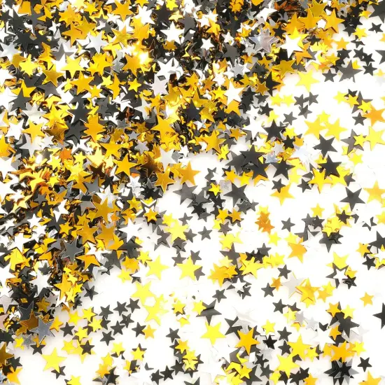 Black Gold Party Twinkle Stars Table Confetti - Glitter Sequins Confetti 60g {1}