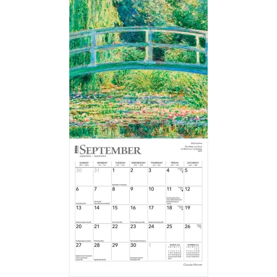 Claude Monet | 2026 7 x 14 Inch (Hanging) Monthly Mini Wall Calendar | English/French Bilingual {4}