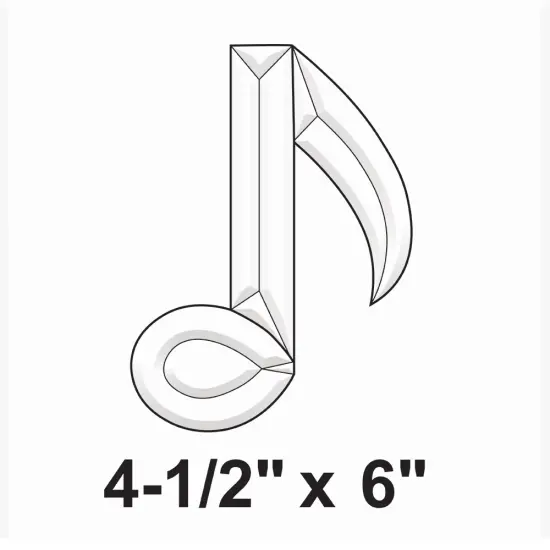 4-1/2" X 6" Exquisite Clear Glass Single Music Note Bevel Cluster EC136 {2}