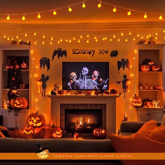 33ft 100 LED Orange Lights for Halloween {5}