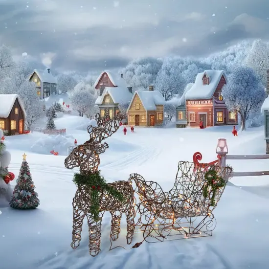 Warm White LED Reindeer with Sleigh, Sparkling Outdoor Christmas Decor {3}