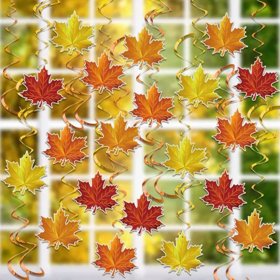36 Pieces Fall Leaves Hanging Swirls Decorations {4}