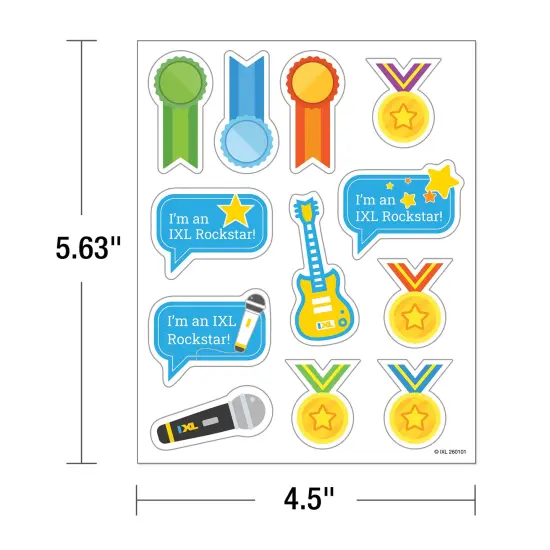 IXL 72 Ribbons and Rockstars Stickers for Kids, 6 Sheets of Incentives for Awards, Classroom Prizes, Reward Chart, Crafts, Scrapbooking, Planner, Motivational School Supplies {3}