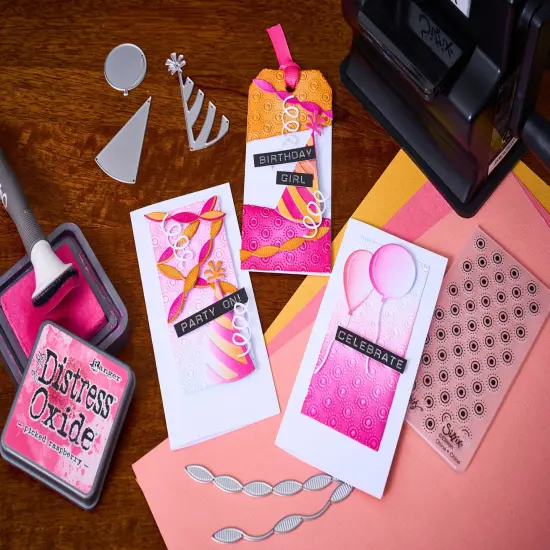 Sizzix Sidekick Texture Fades Embossing Folder By Tim Holtz -Birthday {6}