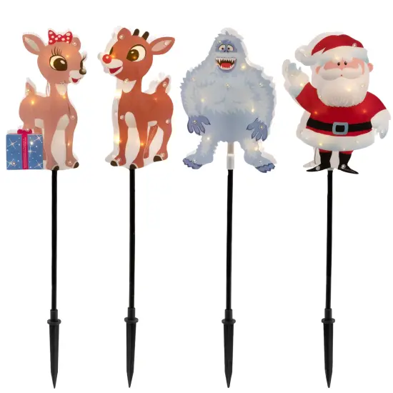 Northlight Lighted Rudolph and Friends Christmas Outdoor Pathway Markers - Set of 4 Blue {3}