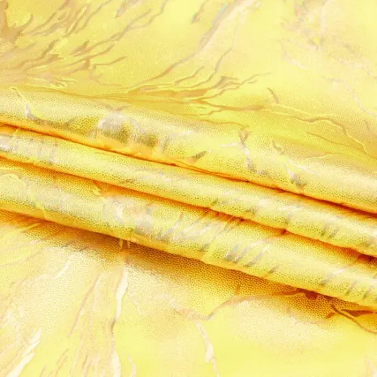 1 Yard Hologram Spandex Fabric Stretch Metallic for Dancewear, Cosplay & Costumes Green/Gold {4}