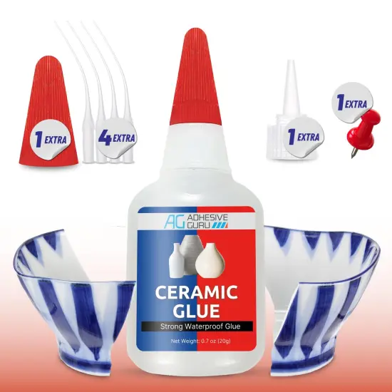ADHESIVE GURU Ceramic Glue 0.7 oz &ndash; Fast-Drying CA Adhesive for Porcelain, Pottery, Figurines, Clear Finish {3}