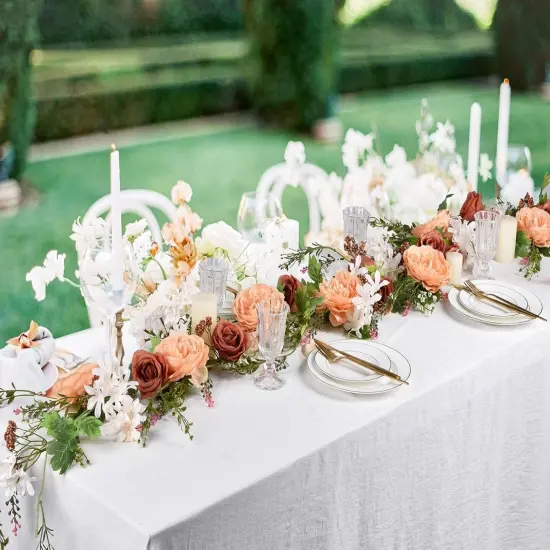 2Pcs Artificial Peony Flower Garland - 6ft/Strand - Orange {5}