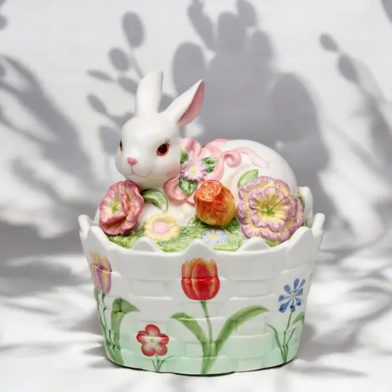 Ceramic Easter Bunny Rabbit Candy Jar, Spring Decor, Gift for Her, Gift for Mom {2}