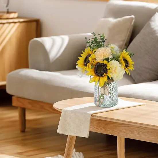 Fake Flowers in Vase,Artificial Sunflower Bouquets in Vase with a Flower Arrangement Holder,Table Centerpieces for Dining Room,Flower Centerpieces for Tables,Faux Flowers in Vase,Coffee Table Decor {4}