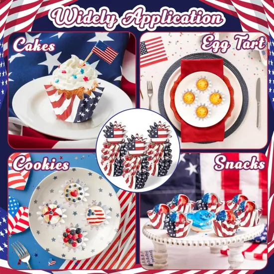 200Pcs July 4th American Flag Cupcake Liners(Blue，red，white) {5}