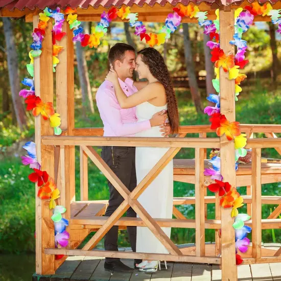 6 Pack Colorful Hawaiian Luau Tropical Flower Lei Garland Party Decorations {4}