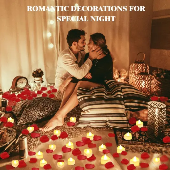 7000 Pieces Artificial Rose Petals with 72 Pcs Flameless LED Candles {3}